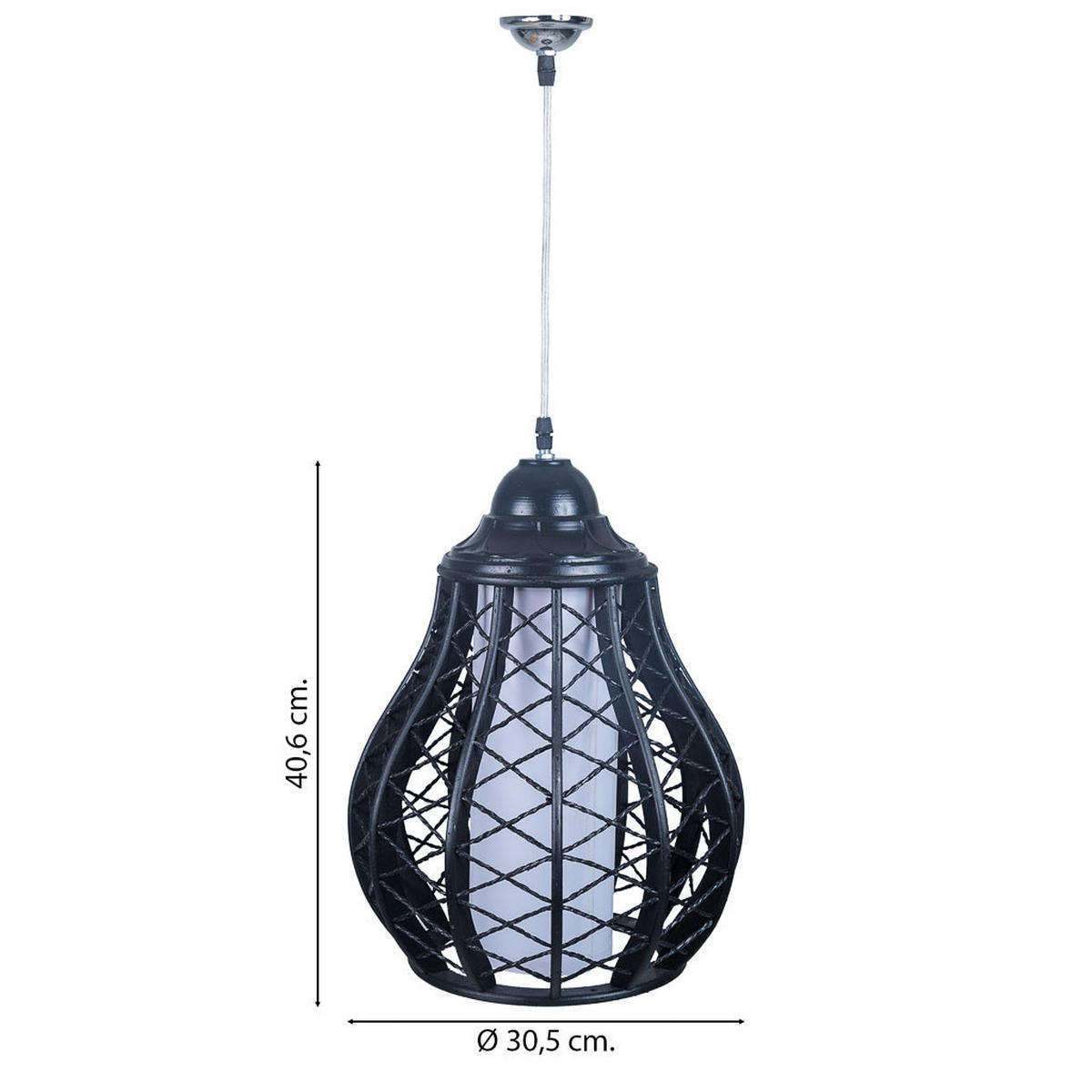 LAMPE, schwarz, 31x41cm - Schwarz, Naturmaterialien (30.5/30.5/40.6cm) - Wanderlust