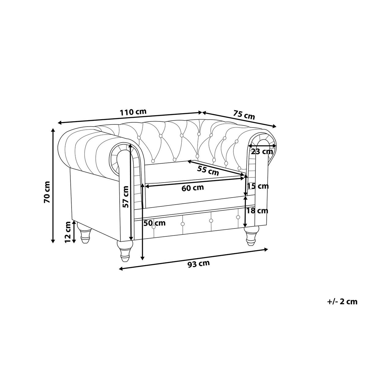 SESSEL Polsterbezug beige Chesterfield - Dunkelbraun/Beige, Textil (110/70/75cm) - Beliani