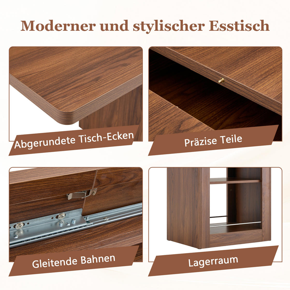 AUSZIEHTISCH Nussbaumfarben mit Ablage - Walnussfarben, Holz (80/130/75.5cm) - PANGIVO