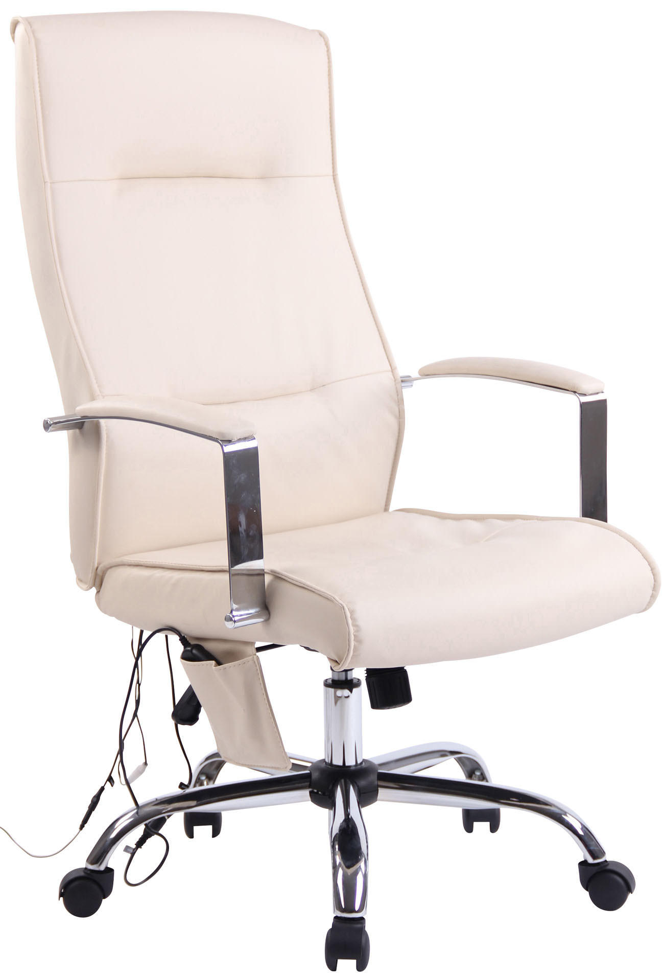 CHEFSESSEL Lederlook Creme - Chromfarben/Creme, Textil/Metall (63/114/72cm) - CLP