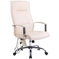 CHEFSESSEL Lederlook Creme - Chromfarben/Creme, Textil/Metall (63/114/72cm) - CLP
