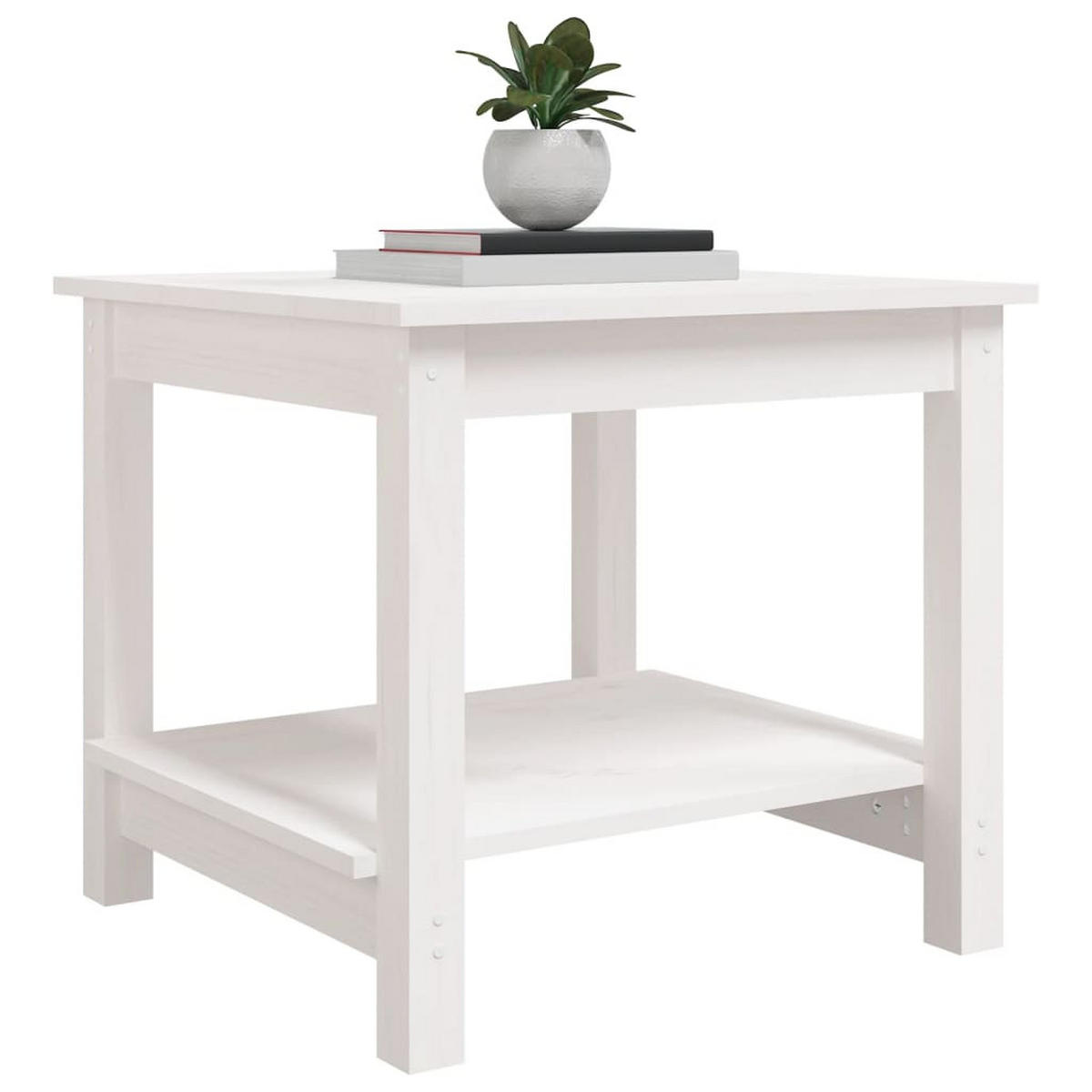 COUCHTISCH Weiß 50x50x45 cm Massivholz Kiefer - Weiß, Holz (50/50/45cm) - furnicato