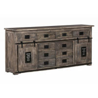 SIDEBOARD Mango 200x45x90 grau lackiert RAILWAY #222 - Grau, Holz (200/90/45cm) - Massivmoebel24