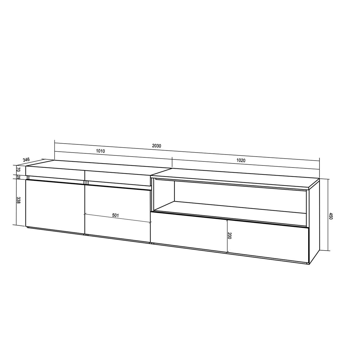 TV-SCHRANK zementgrau, 200/35/45cm - Grau, Holzwerkstoff (200/45/35cm) - Skraut Home