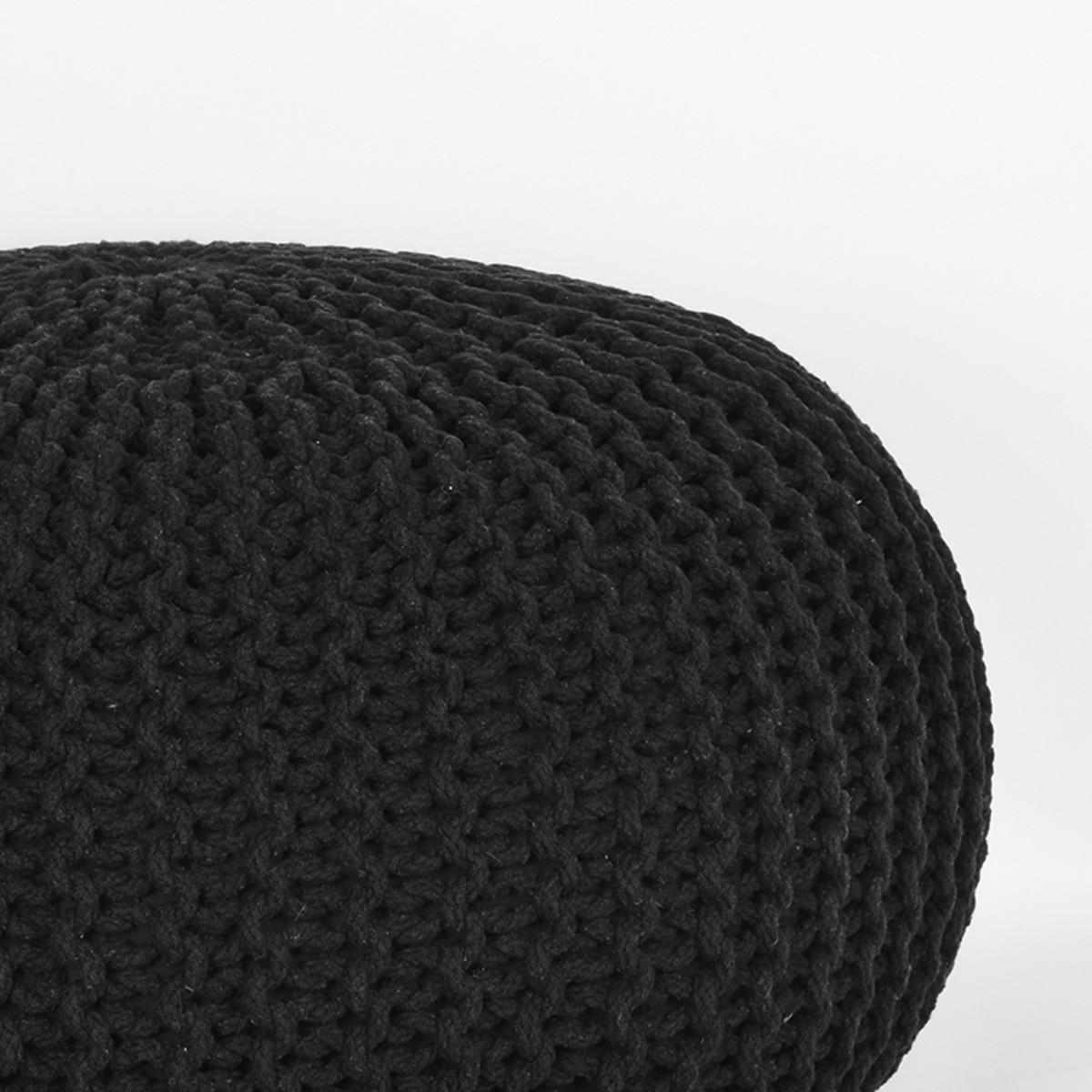 POUF gestrickt Schwarz 70/70/35 cm - Schwarz, Textil (70/35/70cm) - LABEL51