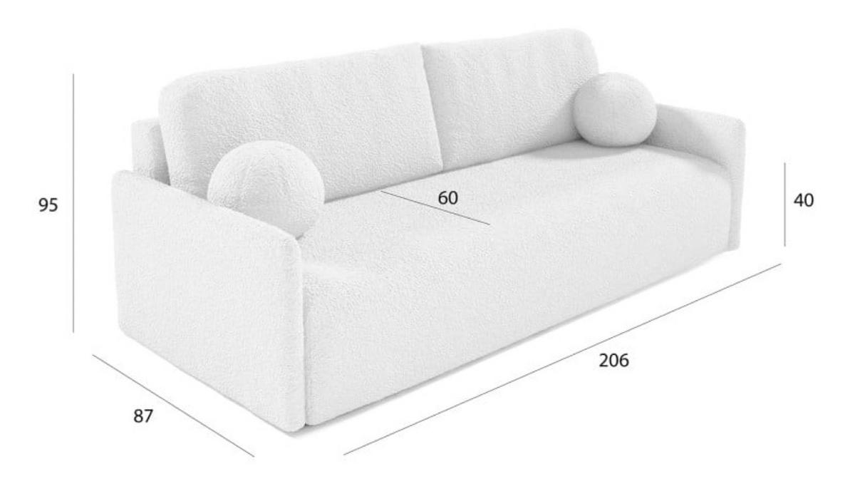 SOFA Grau GLOV In Bouclé Stoff Drei-Sitzer - Grau, Textil (206/95/87cm) - Sepro Meble