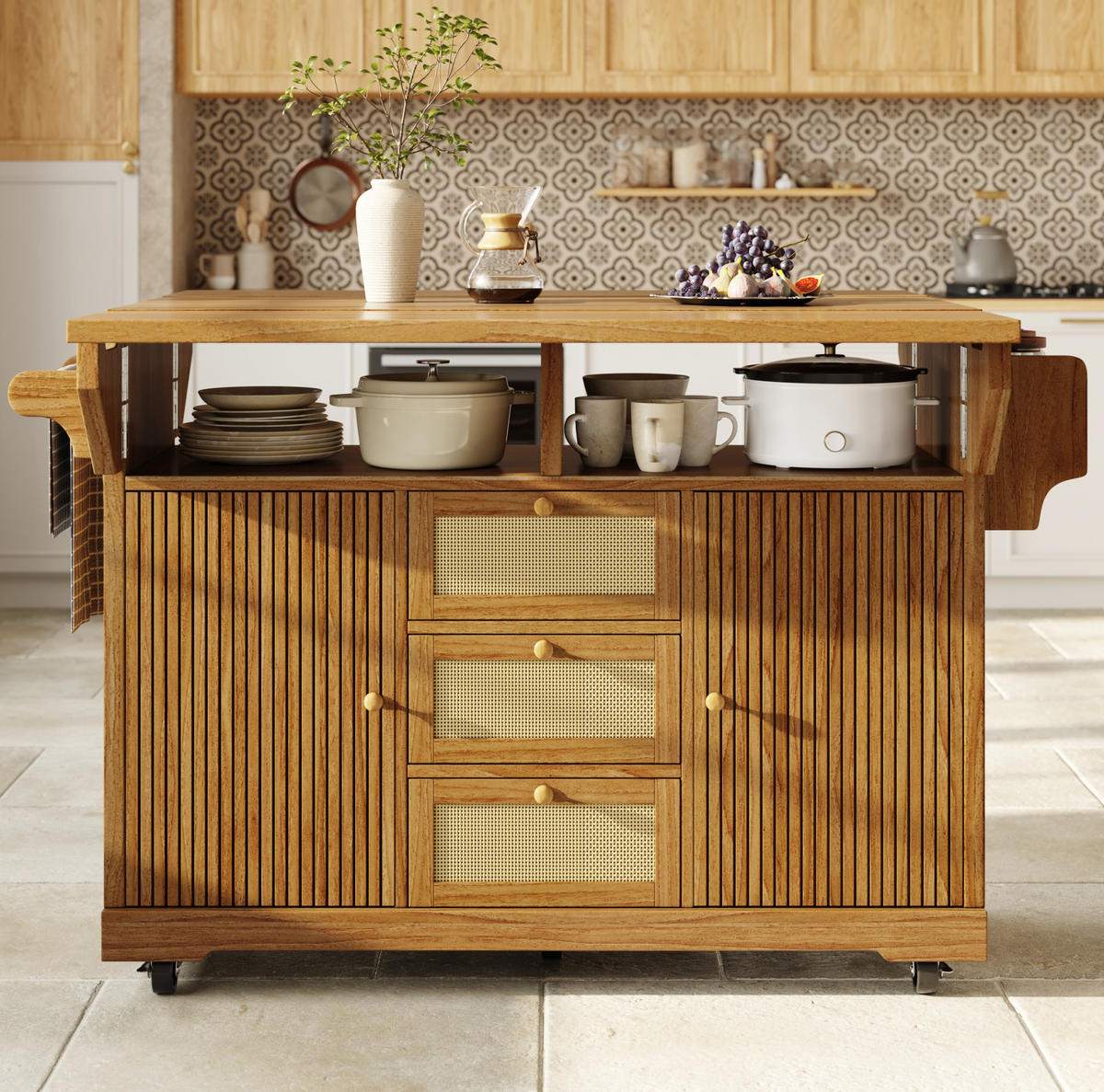 SERVIERWAGEN klappbar 142,5 x 80 x 95 cm Dunkelbraun - Braun, Holz (80/95/142.5cm) - Beauniv