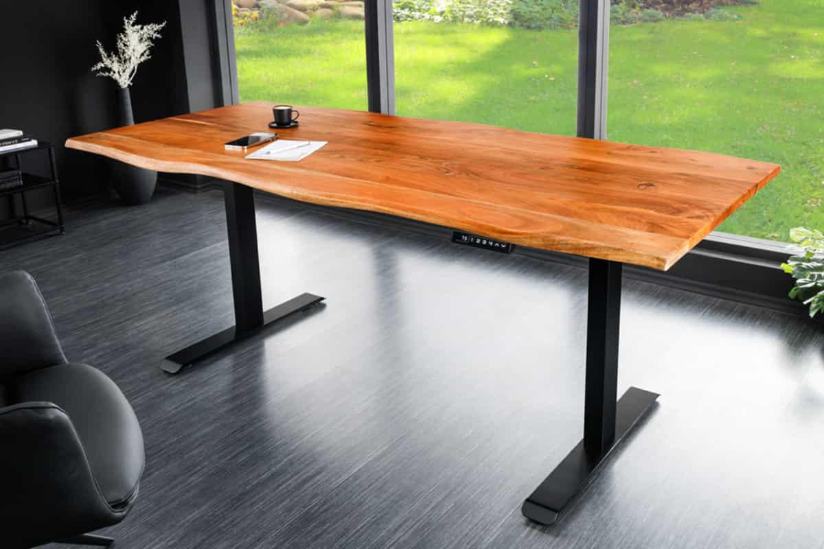 SCHREIBTISCH MAMMUT Akazie Natur 180cm - Schwarz/Braun, Holz/Metall (80/180/78cm) - riess-ambiente