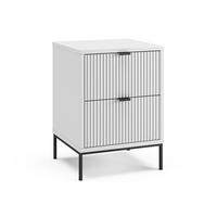 NACHTTISCH Eliza, Weiß/Schwarz, 40 x 55.4 cm mit 2 Schubladen - Schwarz/Weiß, Holzwerkstoff (40/55.4/38.1cm) - Vicco