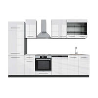 KÜCHENZEILE Fame-Line Weiß Hochglanz/Anthrazit 300 cm, AP Marmor - Weiß Hochglanz/Anthrazit, Holzwerkstoff (300/81.6/60cm) - Vicco