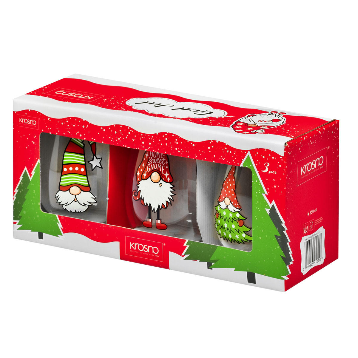 WEIHNACHTSGLÄSER GOD JUL, 3ER-SET, 550 ML - Transparent, Glas (0.55L) - Krosno Glass