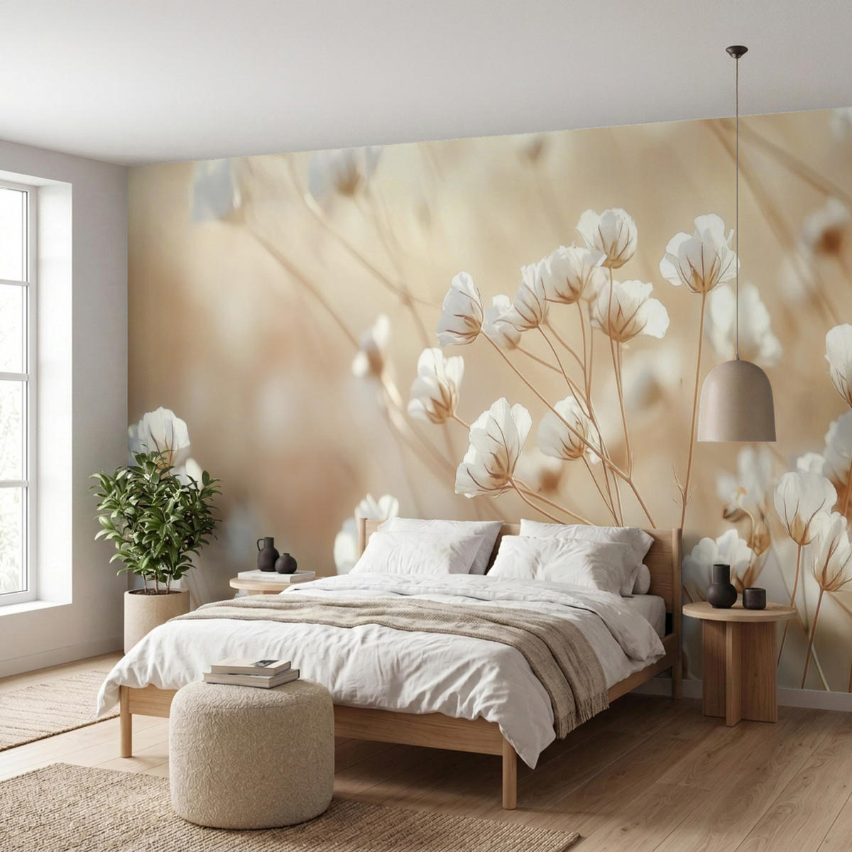 TAPETE - Wild - Blumen - Weiß - 500x200 cm - Creme, Papier (500/200cm) - OnlyWow