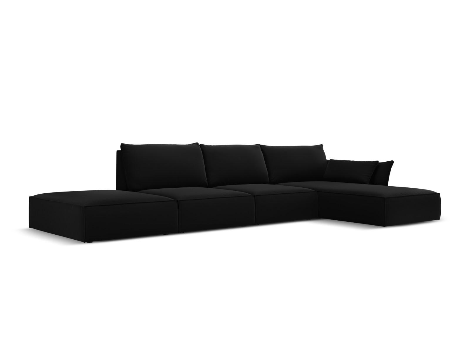 ECKSOFA rechts Kaelle aus Samt schwarz 5 Sitzplätze - Schwarz, Textil (171/364cm) - Micadoni