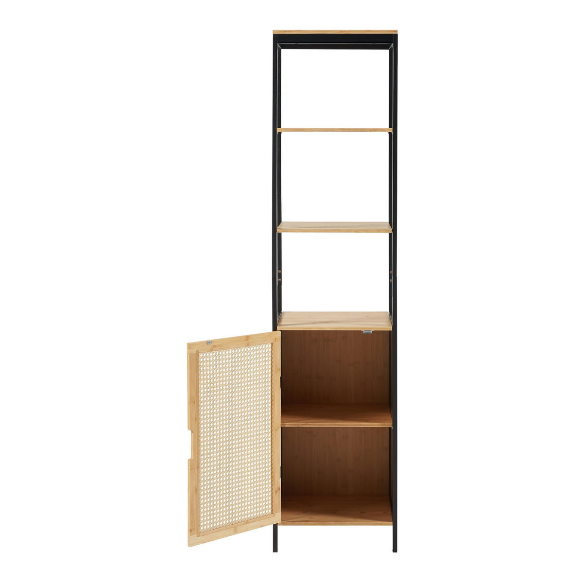 HOCHSCHRANK Tervola - Schwarz/Naturfarben, Naturmaterialien/Holzwerkstoff (40/172/35cm) - [en.casa]