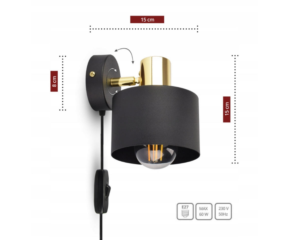 WANDLEUCHTE - Goldfarben/Schwarz, Metall (15/15/15cm) - kiki design
