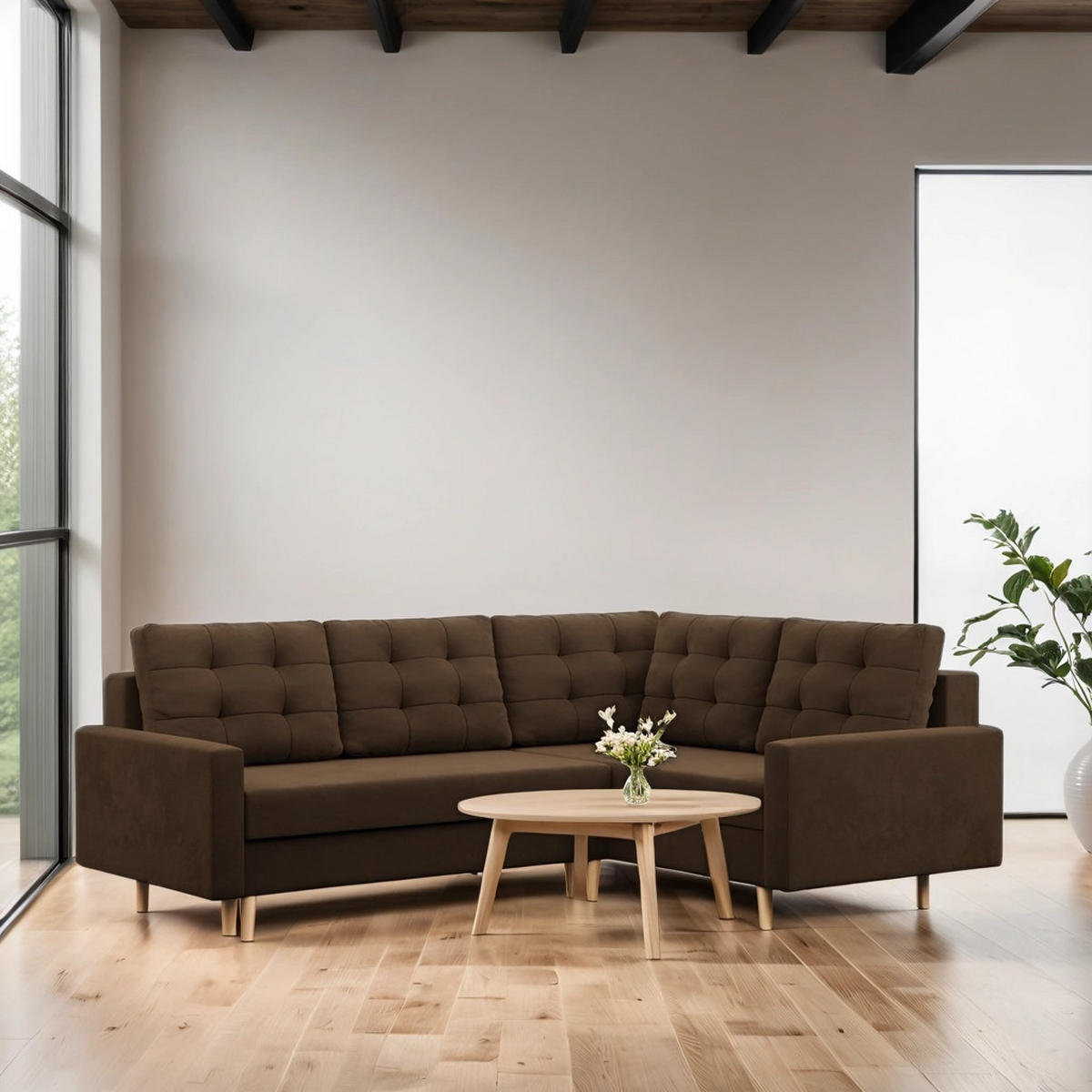 ECKSOFA Blank rechts braun - Braun, Textil (223/172cm) - SIMKAM Furniture