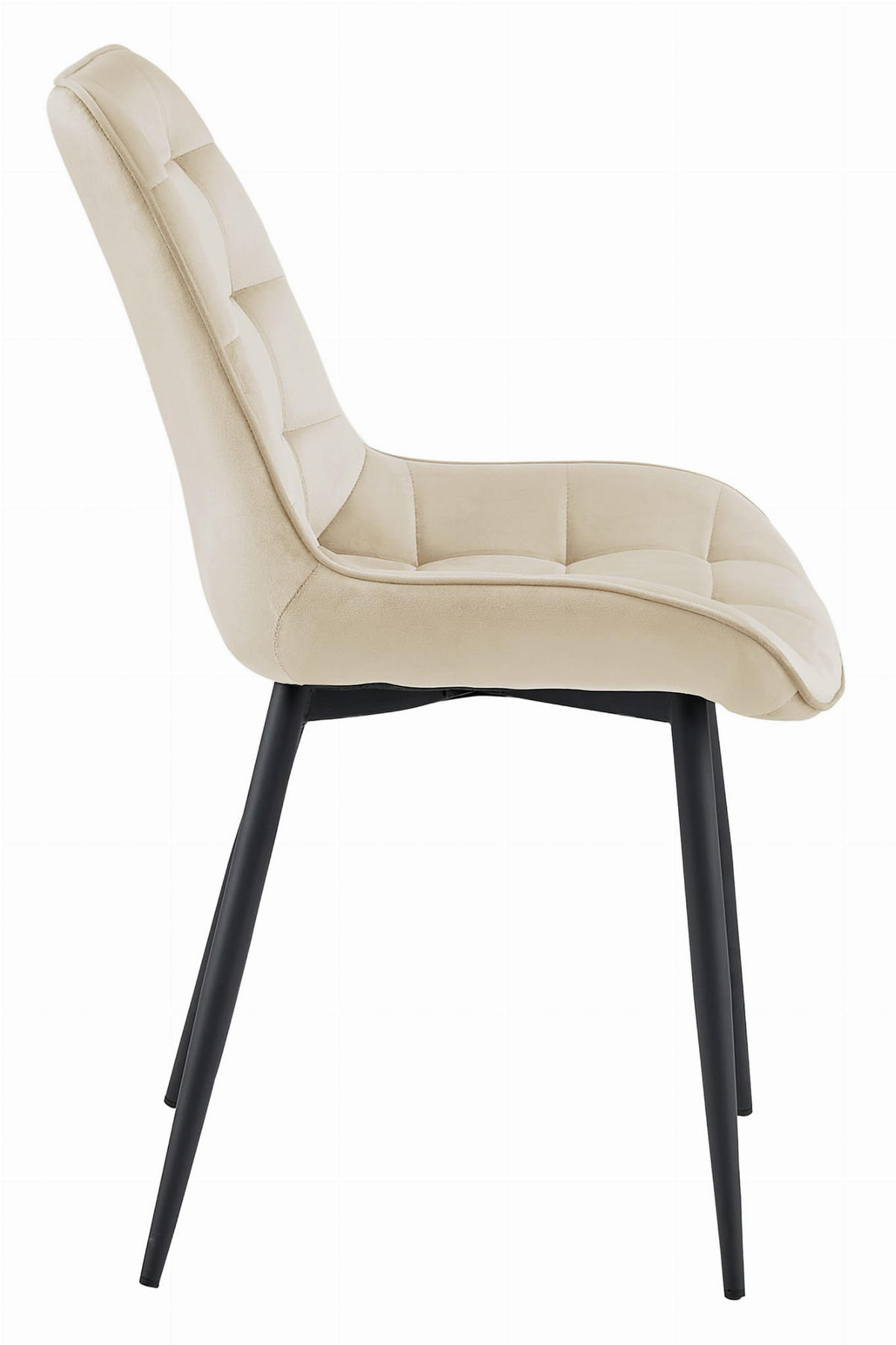 STUHL BARDI 4-er Set, Beige, Schwarz, mit Samtstoff gepolstert - Hellgrau, Textil/Metall (54/84/61cm) - Komodee