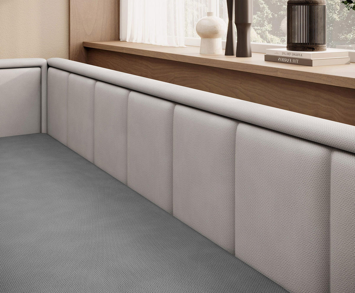 SCHLAFSOFA FULGEO mit Schlaffunktion & Bettkasten – Modernes 3-Sitzer Sofa, Liegefläche 200 x 150 cm - Grau, Kunststoff (214/82/77cm) - Wohnideebilder