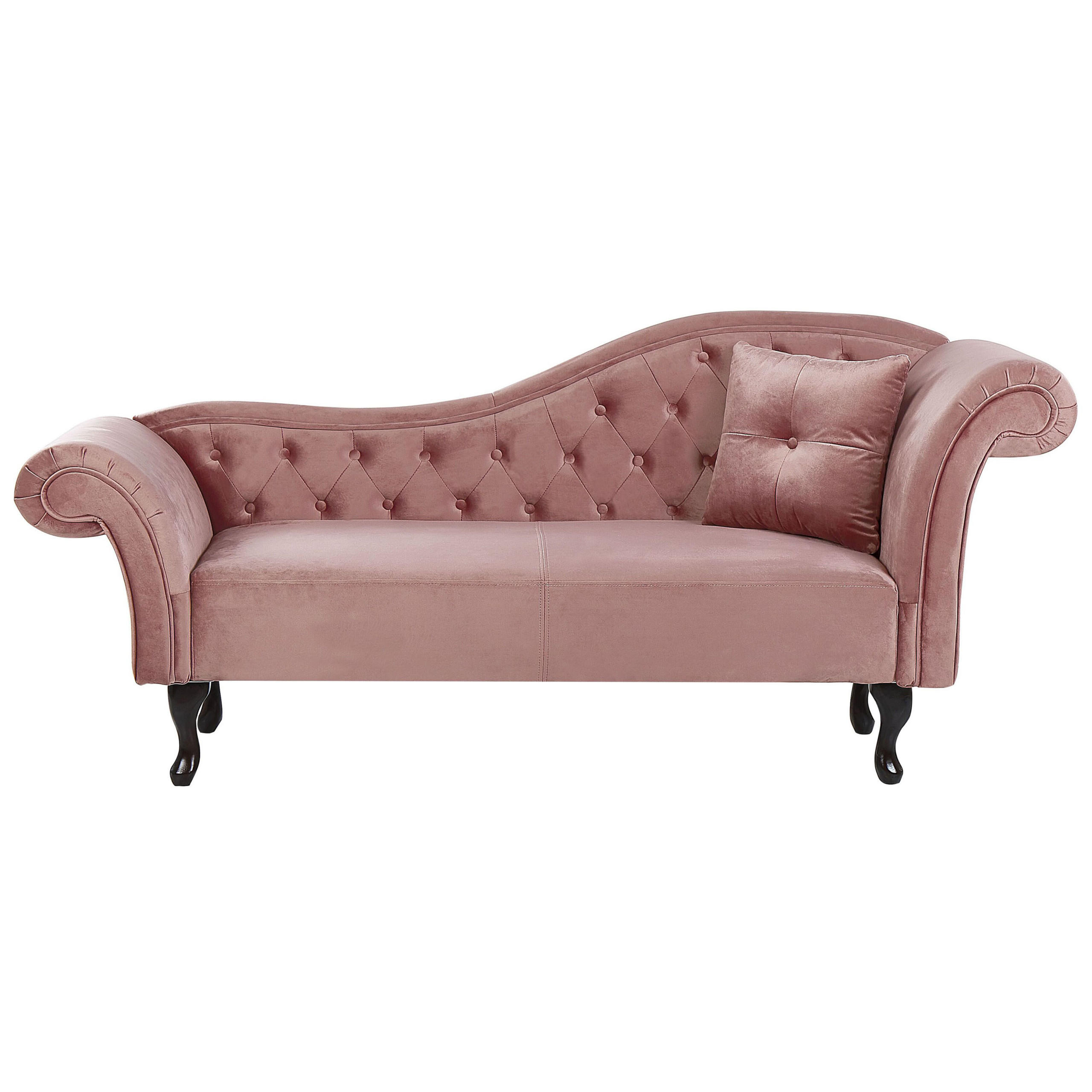 CHAISELONGUE Samtstoff rosa rechtsseitig Lattes - Pink, Textil (188/87/59cm) - Beliani