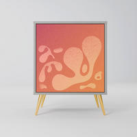 SIDEBOARD IRREGULAR PINK, Grau, 57,5x42x75,5 cm, Goldfarbene Metallfüße - Goldfarben/Multicolor, Holzwerkstoff/Metall (57.5/75.5/42cm) - SpaceRebels