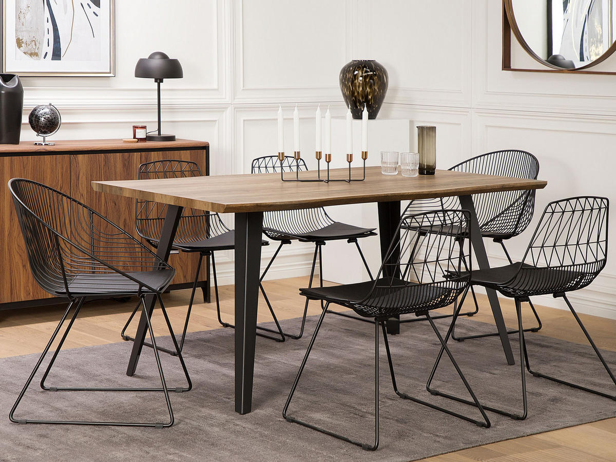 METALLSTUHL 2er-Set Schwarz Harlan - Schwarz, Textil/Metall (57/77/54cm) - Beliani