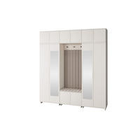 GARDEROBE Napoli version 12 mit Spiegel, mit POLSTERPANEELEN BEIGE - Beige/Creme, Holzwerkstoff (210/229/40cm) - Jerpax
