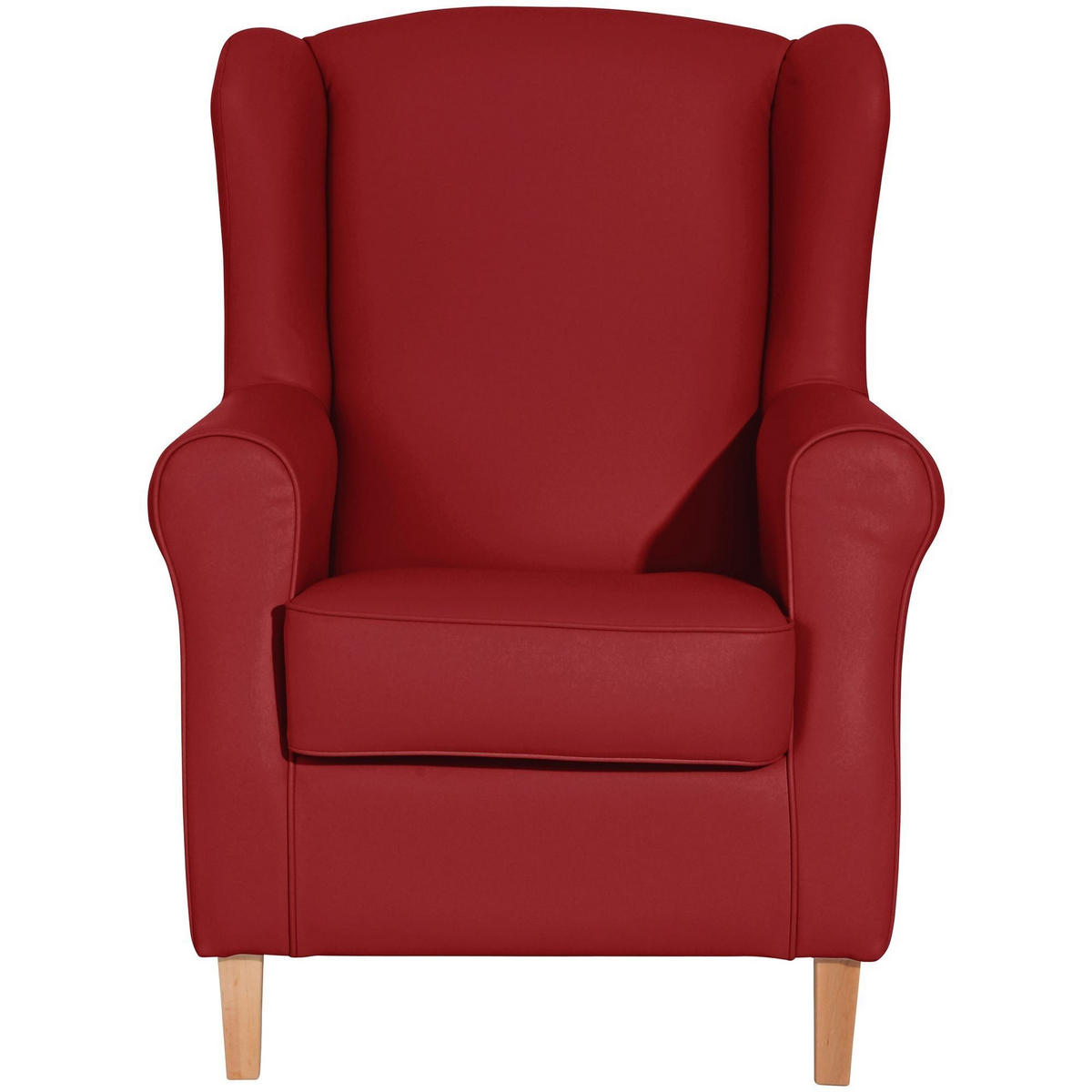 OHRENSESSEL Karlen Bezug Kunstleder Buche natur / chili - Rot/Buchefarben, Kunststoff (86/103/77cm) - 58aufmkessel