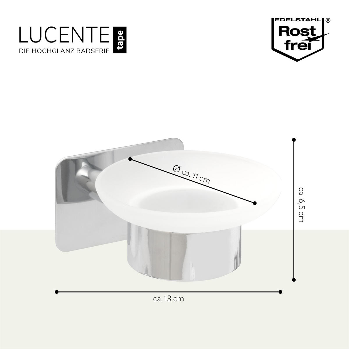 SEIFENSCHALE LUCENTE TAPE, Edelstahl - Chromfarben, Metall (11/6.5/13cm) - bremermann
