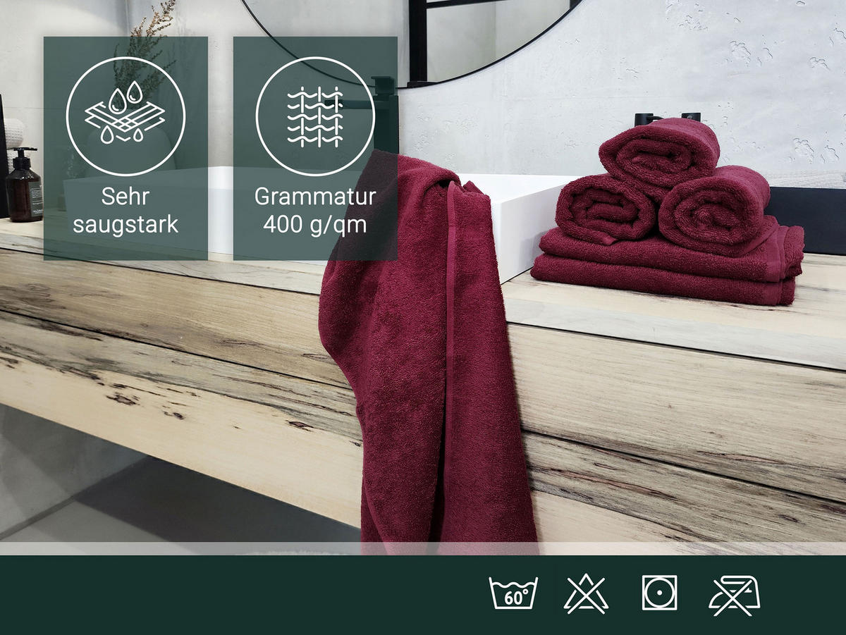 HANDTÜCHER, 6er-Set, 50x100 cm, 100% Baumwolle, Rot - Bordeaux, Textil (50/100cm) - Zollner