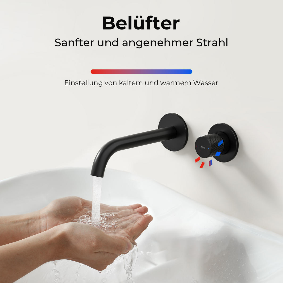 WASCHTISCHARMATUR Unterputz Schwarz 28,1/14/6,5 cm - Schwarz, Metall (28.1/14/6.5cm) - EMKE