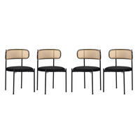 ESSZIMMERSTUHL 4er-Set mit Rattan-Rückenlehne Samt Black - Schwarz, Metall (40/75/45.1cm) - Meubliv