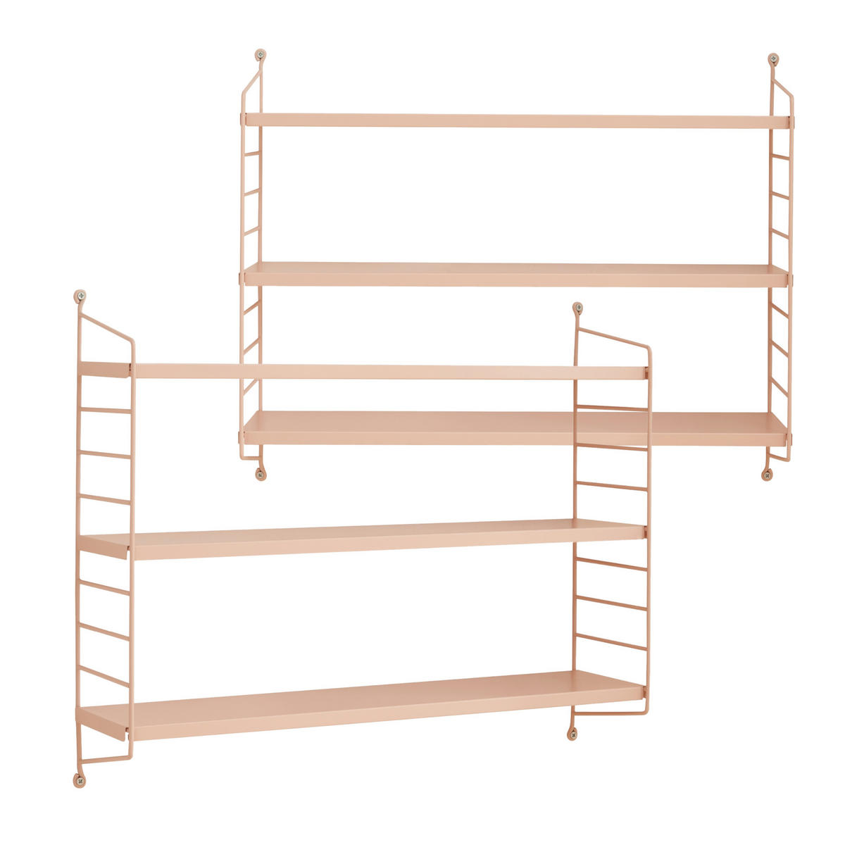 SADA NÁSTĚNNÝCH POLIČEK 2 KS Strängnäs - béžová, kov (60/50/15cm) - [en.casa]