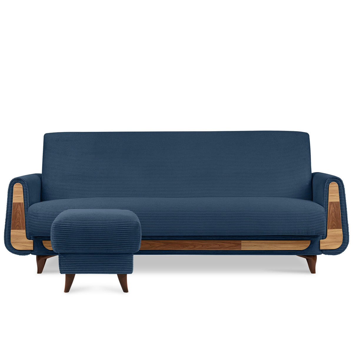 FUẞSTÜTZE GUSTAVO II, Marineblau - Braun/Dunkelblau, Holz/Holzwerkstoff (53/49/53cm) - KONSIMO®