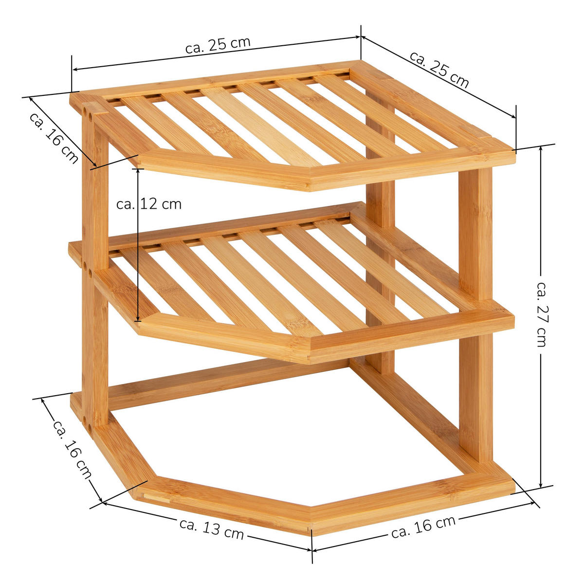 ECKREGAL, Bambus - Braun, Holz (25/27/25cm) - bremermann