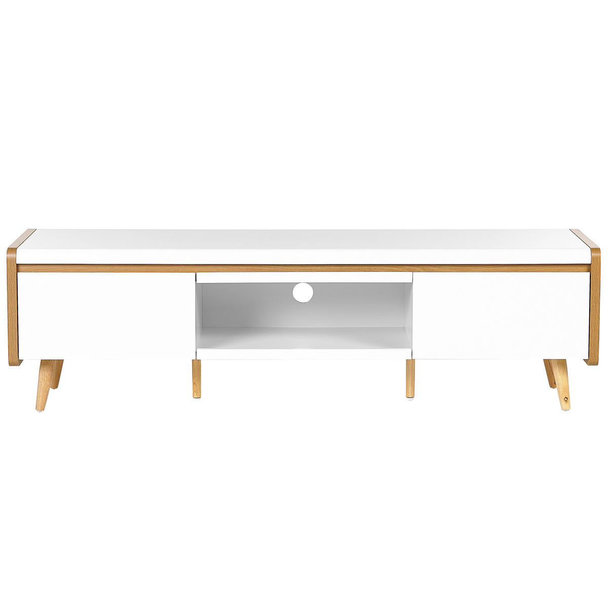 TV-MÖBEL Weiß, Hellbraun CUSTER 40/160/46 cm - Weiß, Holzwerkstoff (160/46/40cm) - Beliani