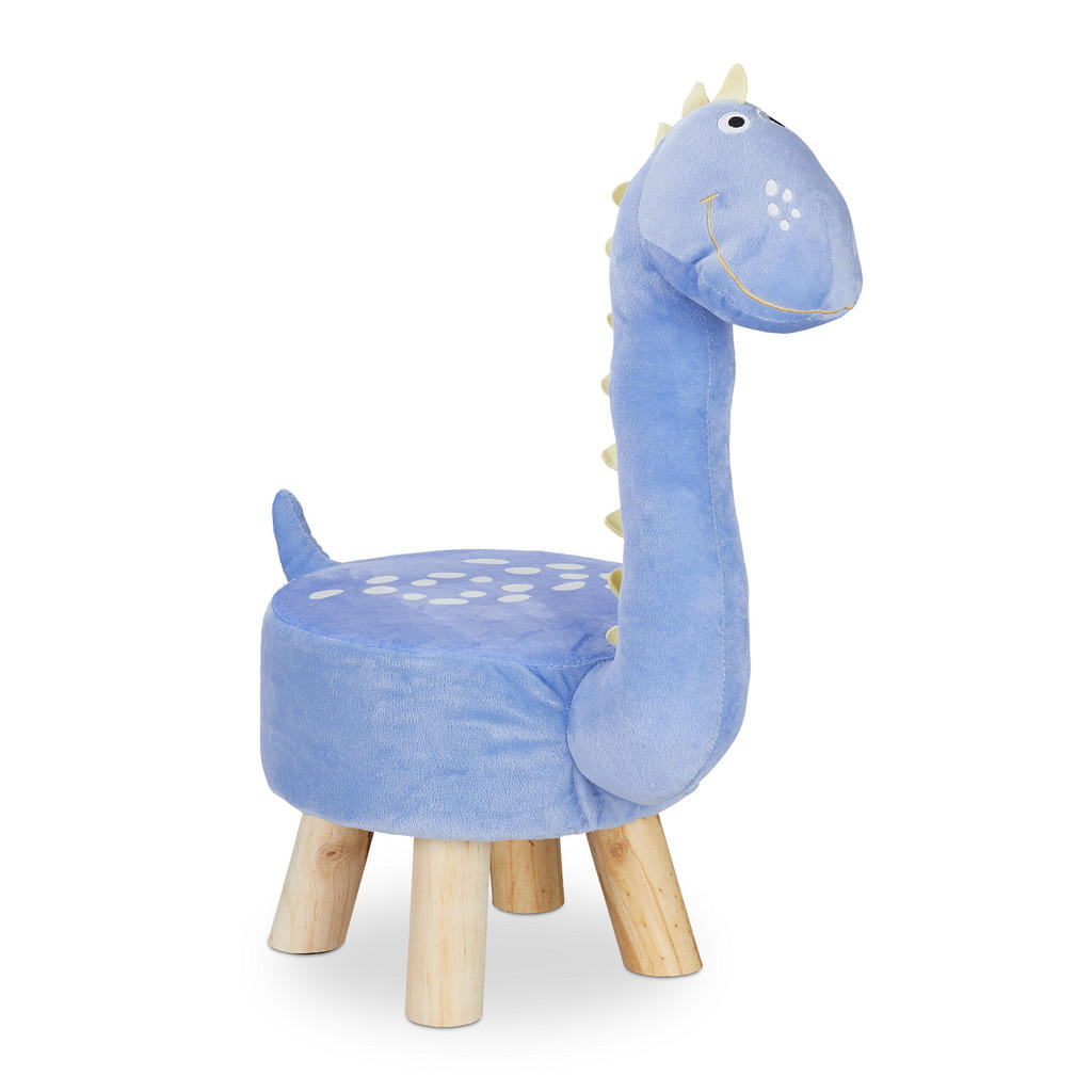 Relaxdays TABURET Modrý dinosaurus plyšový snímatelný potah