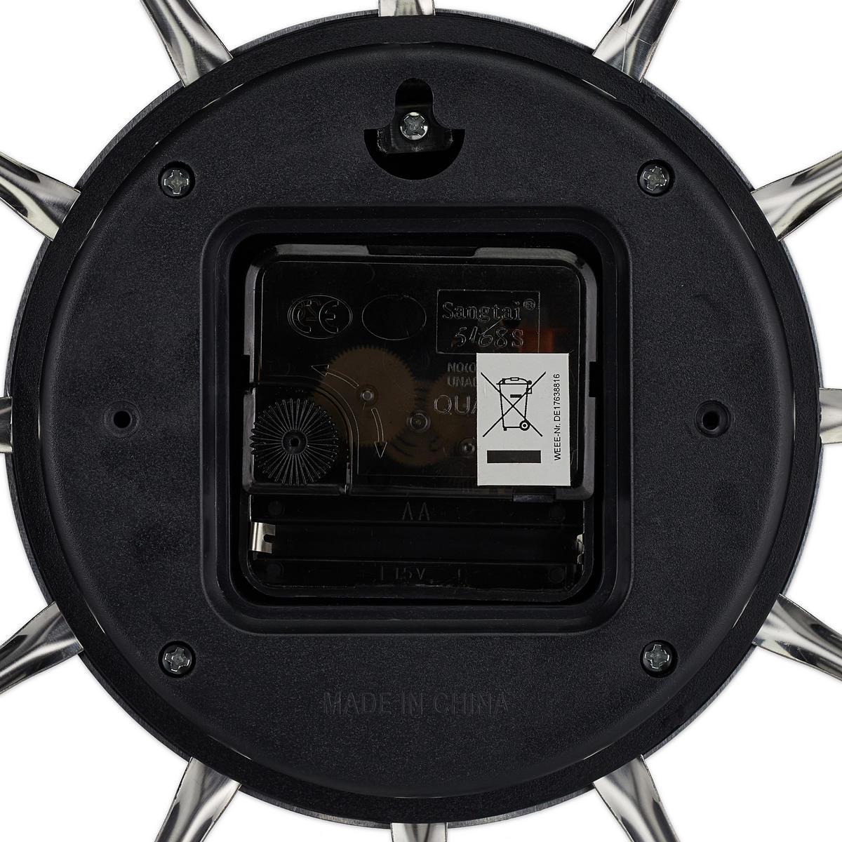 WANDUHR - Silberfarben, Metall (31/31/3.5cm) - Relaxdays