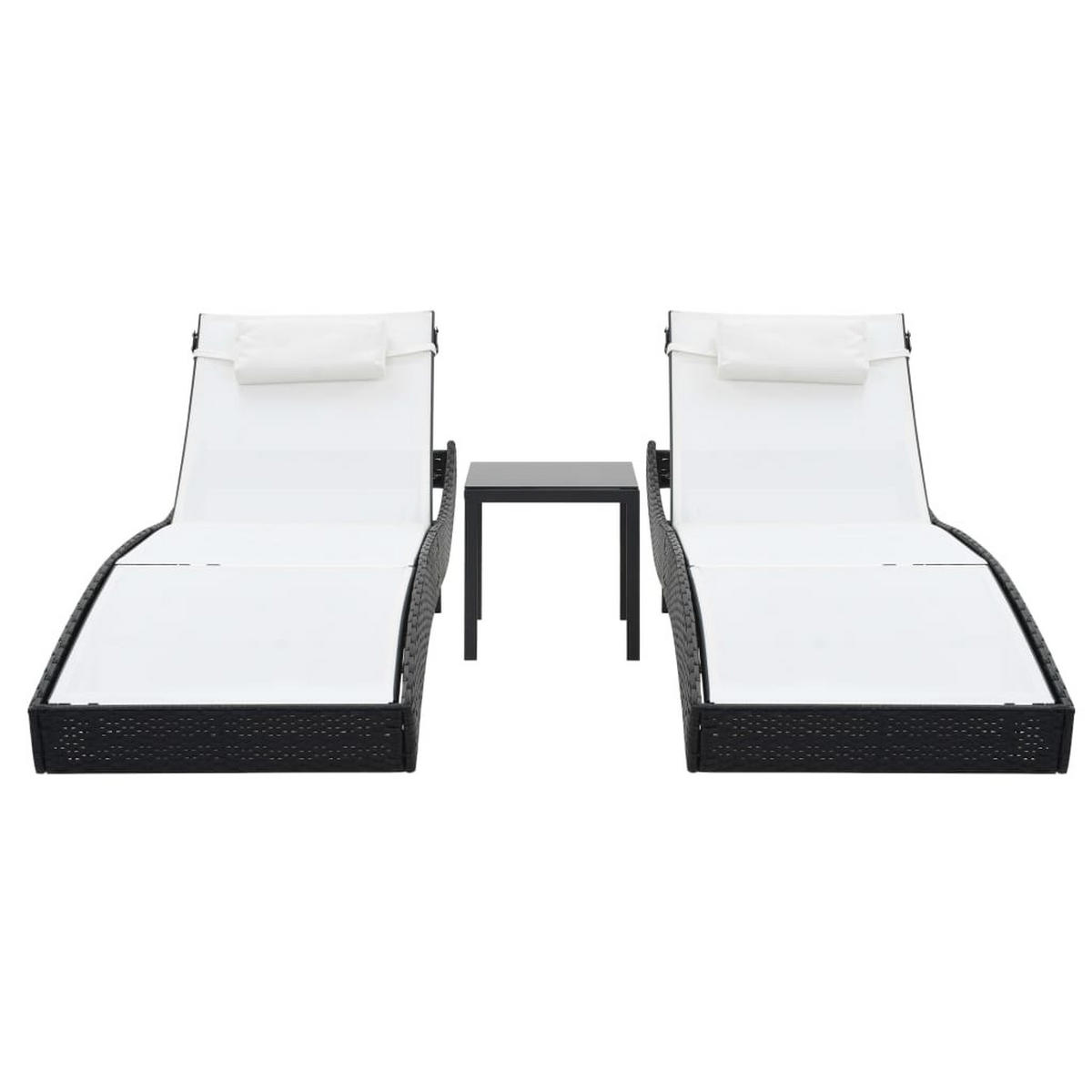 SONNENLIEGEN 2 Stk. mit Tisch Poly Rattan und - Multicolor, Kunststoff (70/91.5/213cm) - furnicato