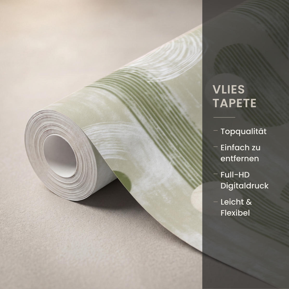 TAPETE - Künstlerisch - Modern - Grün - 500x200 cm - Olivgrün, Papier (500/200cm) - OnlyWow