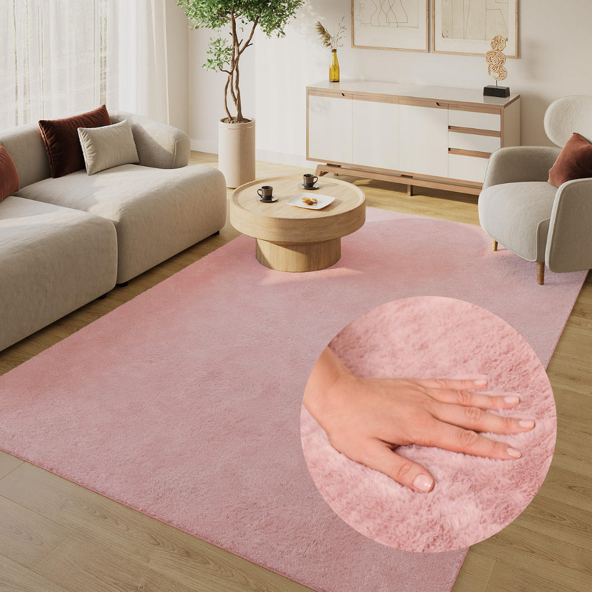 KURZFLORTEPPICH LUMI rosa kuschelweich waschbar 180/240 cm - Rosa, Textil (180/240cm) - Tapiso