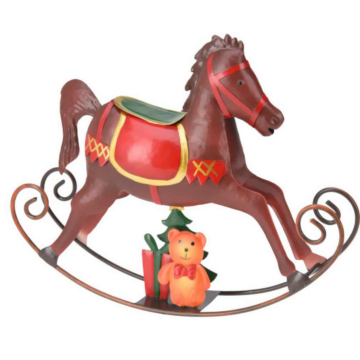 SCHAUKELPFERD Metall Weihnachtsfigur 34 cm - Braun, Metall (7/34/32cm) - Home Styling Collection