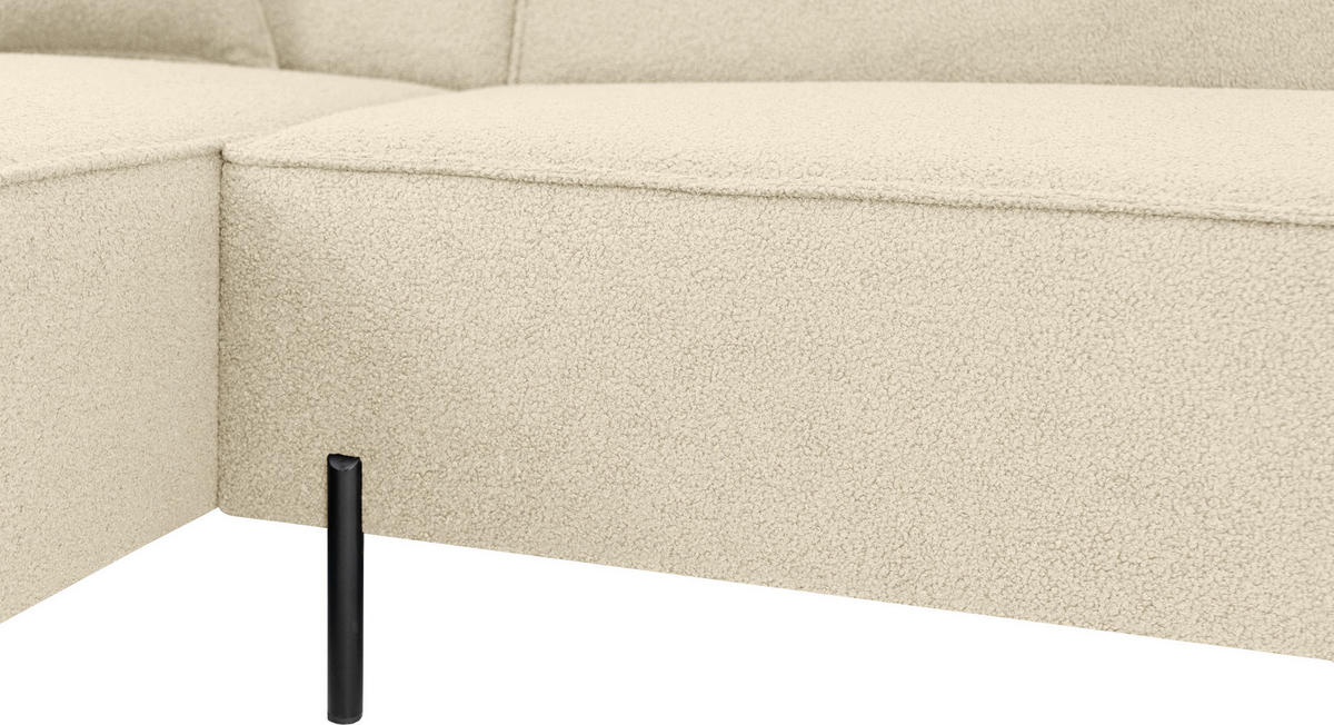 ECKSOFA Hana Loft 3-Sitzer Ecke Links, Boucle, Beige 241/80/168 cm - Beige/Schwarz, Textil/Metall (241/168cm) - WFL GROUP