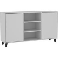 KOMMODE Home mit 2 Türen und 2 Regale, ohne Griffe, Weiß - Schwarz/Weiß, Holzwerkstoff (150/85/40cm) - Beautysofa