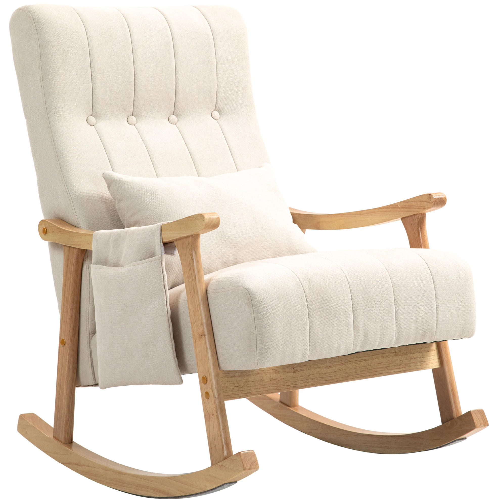 SCHAUKELSTUHL 65/90/98 cm in Beige mit Lendenkissen und Seitentasche - Beige, Textil (65/98/90cm) - Flora Grace