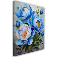 WANDBILD blaue pfingstrosen gemalte blume - Blau, Textil (40/60cm) - Feeby