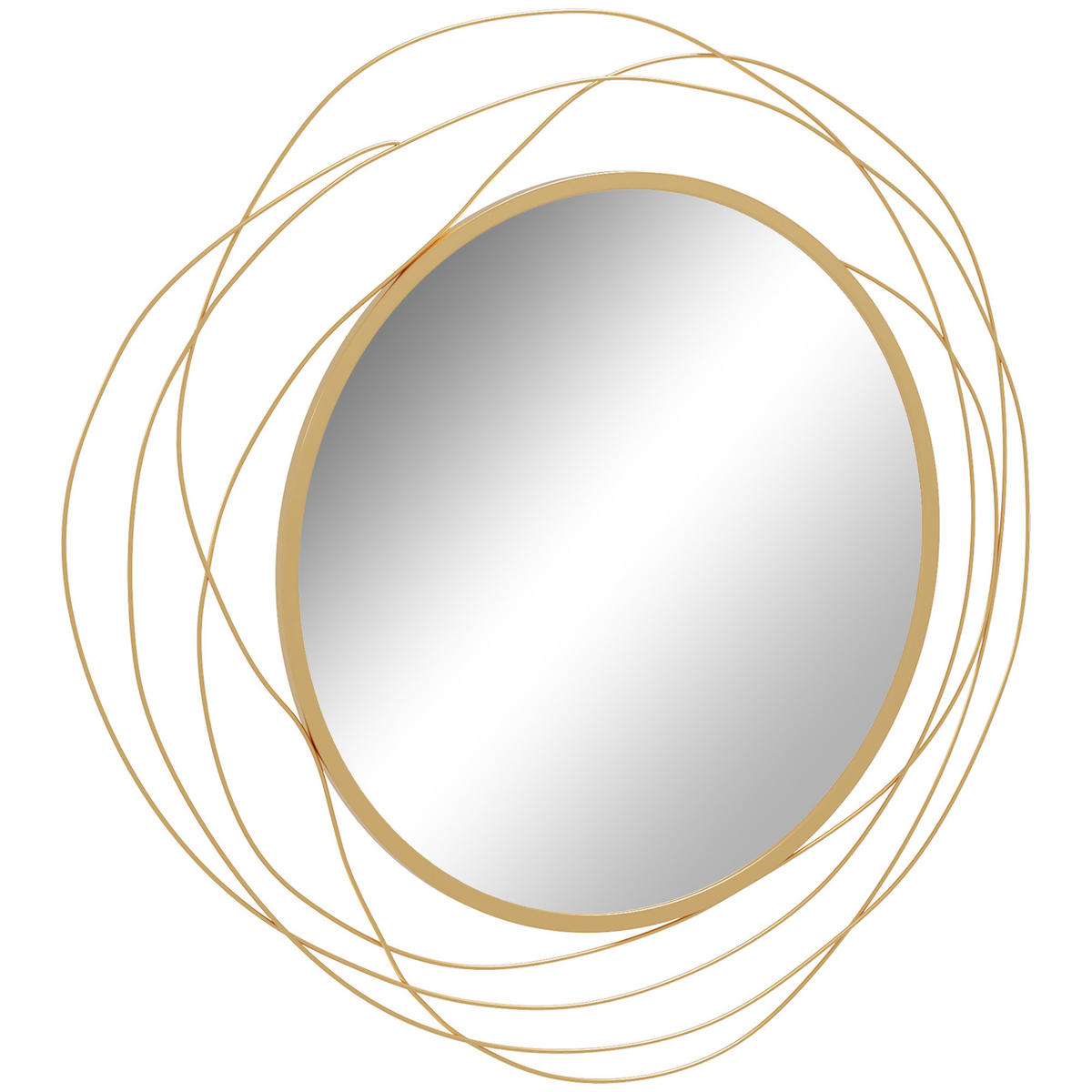 WANDSPIEGEL DE-08883 asymmetrischer Metallrahmen, Φ65 cm Gold - Goldfarben, Metall (65/65/1cm) - ComfortXL