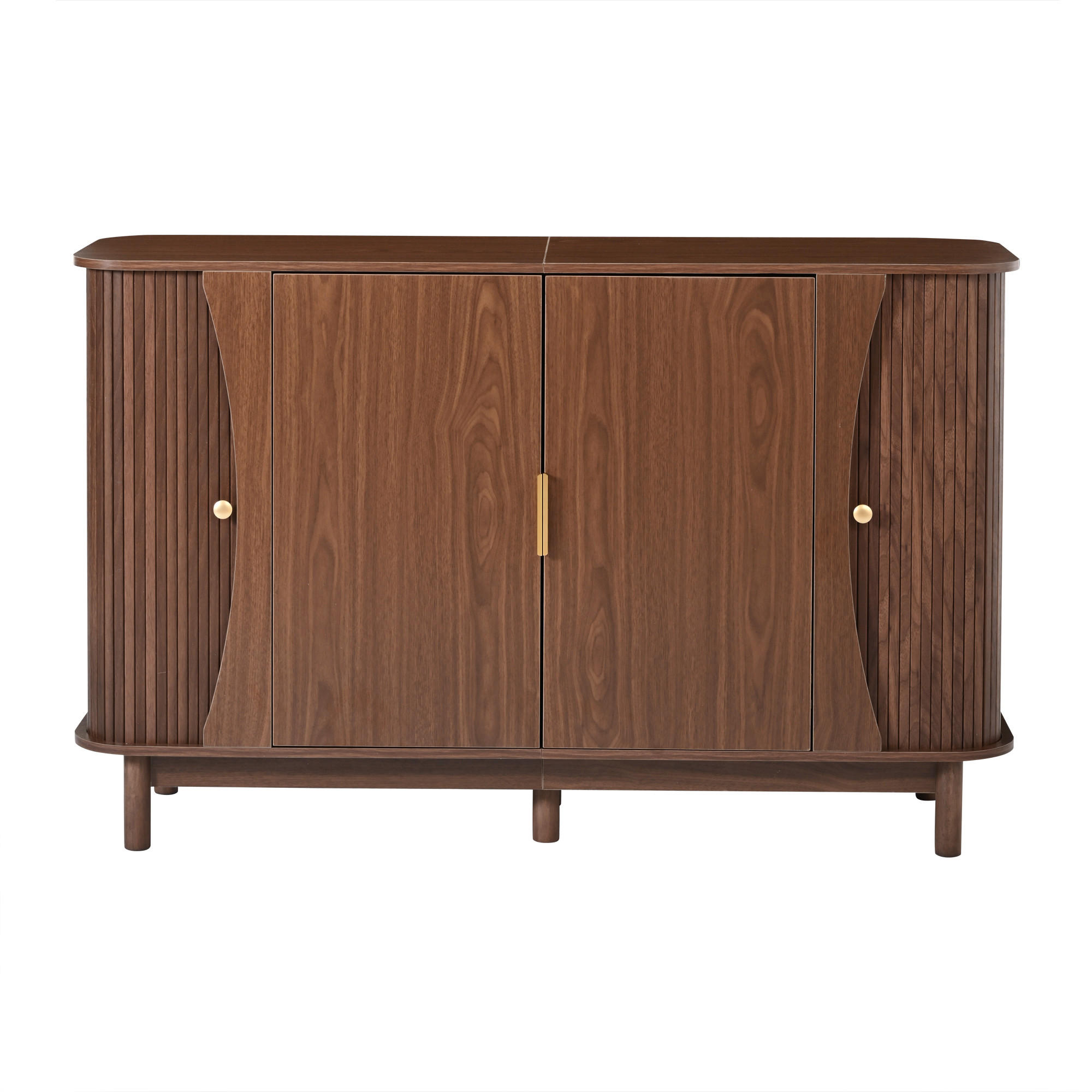 SIDEBOARD DE-37838 mit 2 Schiebetüren und verstellbarem Boden Walnuss - Walnussfarben, Holzwerkstoff (140/88/40cm) - ComfortXL