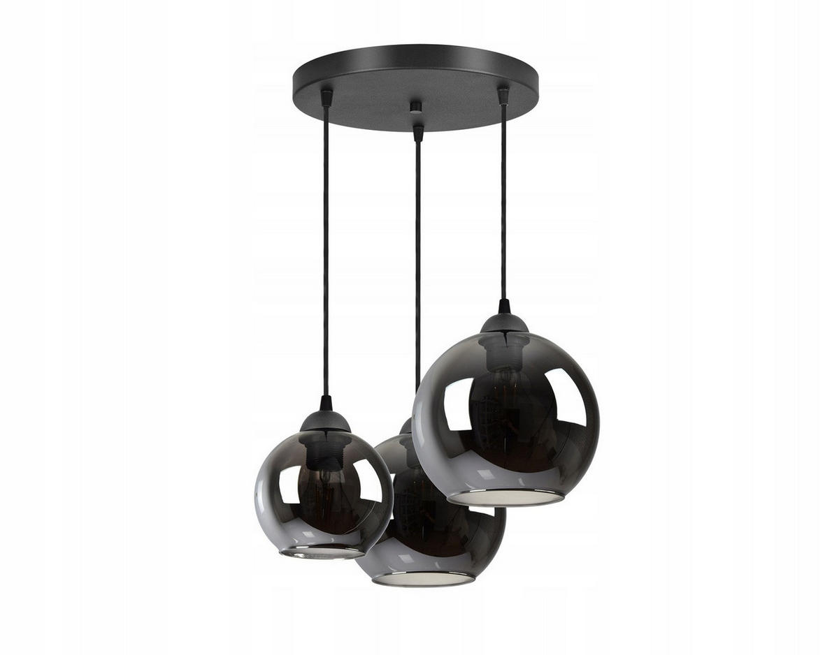 PENDELLEUCHTE HAGEN - Transparent/Anthrazit, Glas/Metall (45/45/80cm) - kiki design