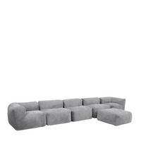 SITZSACK-SOFA 6-tlg. ZEN: 2 Ecksessel, 3 Sessel, Fußstütze - Grau, Textil (450/68/100cm) - icon