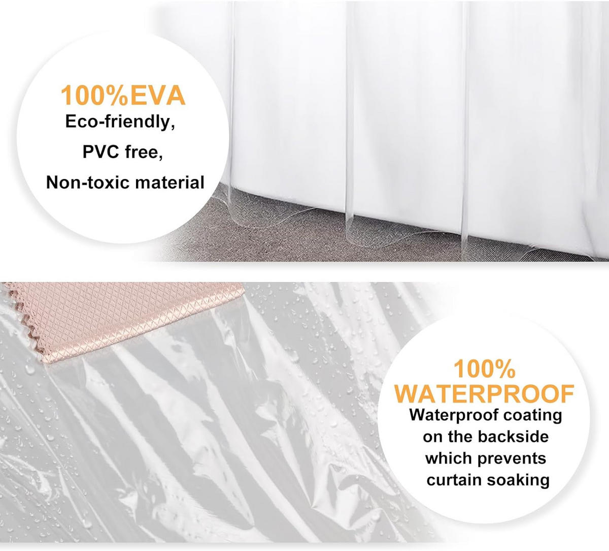 DUSCHVORHANG Ozean Polyester schimmelresistent wasserdicht mit Haken - Transparent, Kunststoff (180/180cm) - MCBOSON